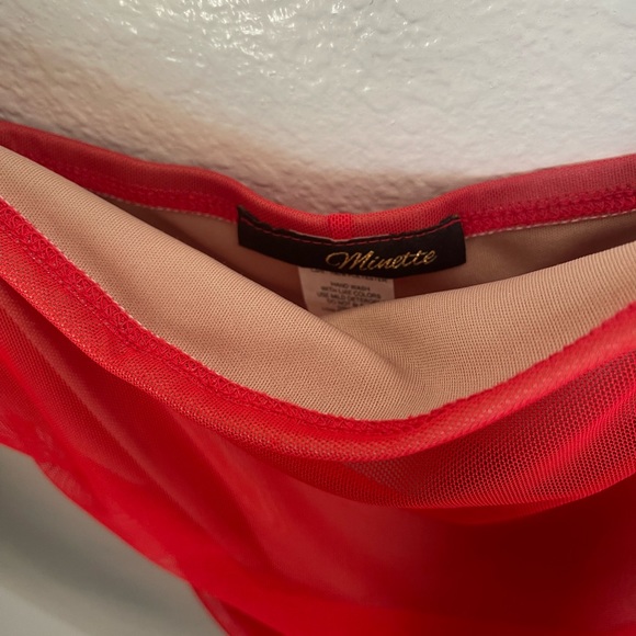 MINETTW Red-mesh dress with nude underlay NWT - Picture 5 of 9